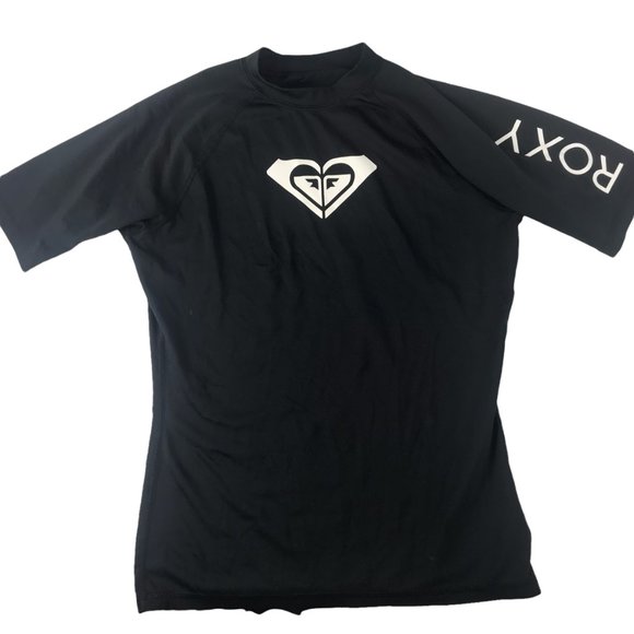 Roxy | Swim | Roxy Rash Guard Shirt Black With White Logo Size Womens ...